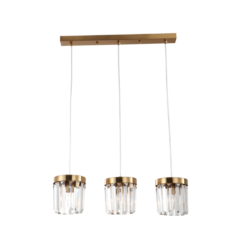 3-Light E14 Brass Brass K9 Crystal Bar Hange Light