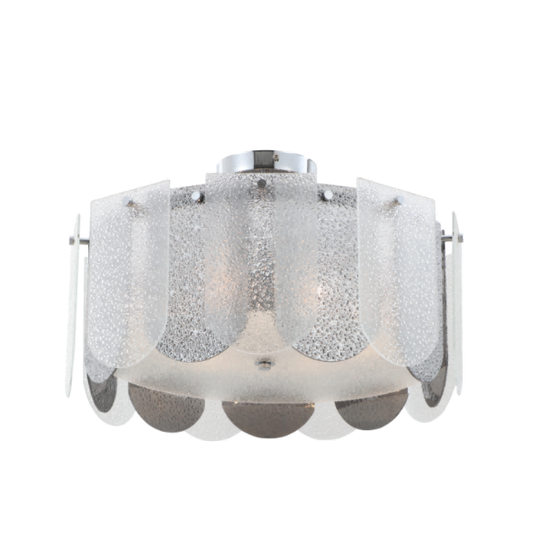 6-Light Glass Chrome Mirror Finish Drum Drum Light